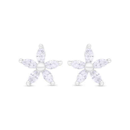[EAR01WCZ00000C371] Sterling Silver 925 Earring Rhodium Plated Embedded With White Zircon
