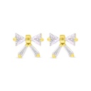 Sterling Silver 925 Earring Gold Plated Embedded With White Zircon