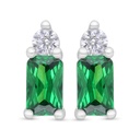 Sterling Silver 925 Earring Rhodium Plated Embedded With Emerald Zircon 