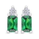 Sterling Silver 925 Earring Rhodium Plated Embedded With Emerald Zircon 