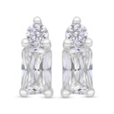 Sterling Silver 925 Earring Rhodium Plated Embedded With White Zircon