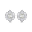 Sterling Silver 925 Earring Rhodium Plated Embedded With Yellow Zircon And White Zircon