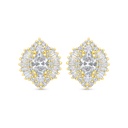 Sterling Silver 925 Earring Gold Plated Embedded With White Zircon