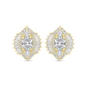 Sterling Silver 925 Earring Gold Plated Embedded With White Zircon