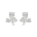 Sterling Silver 925 Earring Rhodium Plated Embedded With Yellow Zircon And White Zircon