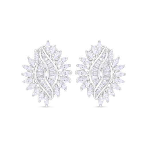 [EAR01WCZ00000C377] Sterling Silver 925 Earring Rhodium Plated Embedded With White Zircon
