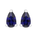 Sterling Silver 925 Earring Rhodium Plated Embedded With Sapphire Corundum 