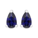 Sterling Silver 925 Earring Rhodium Plated Embedded With Sapphire Corundum 