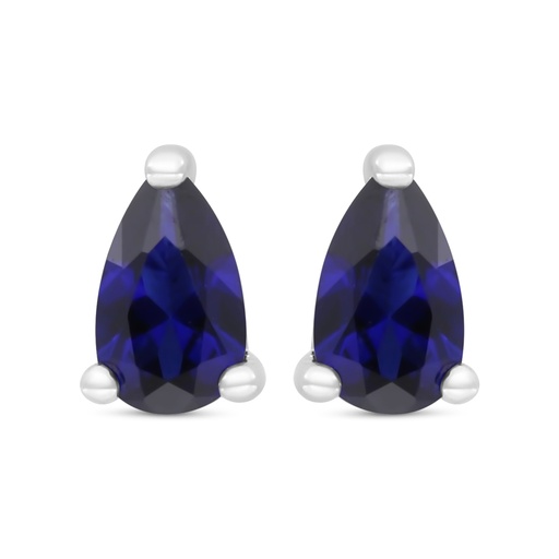 [EAR01SAP00000C378] Sterling Silver 925 Earring Rhodium Plated Embedded With Sapphire Corundum 