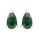 Sterling Silver 925 Earring Rhodium Plated Embedded With Emerald Zircon 