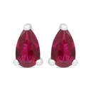 Sterling Silver 925 Earring Rhodium Plated Embedded With Ruby Corundum 