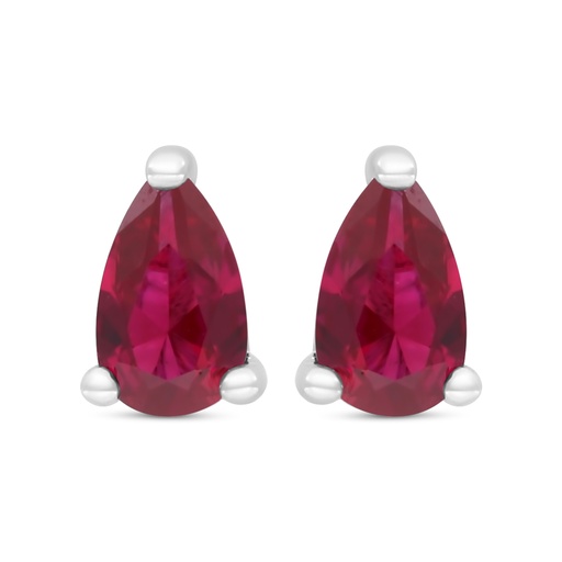 [EAR01RUB00000C378] Sterling Silver 925 Earring Rhodium Plated Embedded With Ruby Corundum 