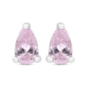 Sterling Silver 925 Earring Rhodium Plated Embedded With Pink Zircon 