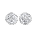 Sterling Silver 925 Earring Rhodium Plated Embedded With White Zircon