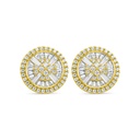 Sterling Silver 925 Earring Gold Plated Embedded With White Zircon