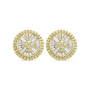 Sterling Silver 925 Earring Gold Plated Embedded With White Zircon