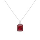 Sterling Silver 925 Necklace Rhodium Plated Embedded With Ruby Corundum And White Zircon