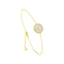 Sterling Silver 925 Bracelet Gold Plated Embedded With White Zircon