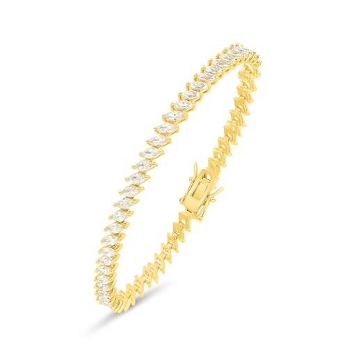 [BRC02WCZ00000B132] Sterling Silver 925 Bracelet Gold Plated Embedded With White Zircon