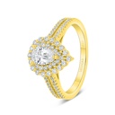 Sterling Silver 925 Ring Gold Plated Embedded With White Zircon