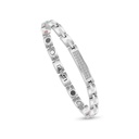 Stainless Steel 316L Bracelet, Silver Plated Embedded With White Zircon For Men