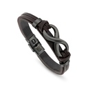 Stainless Steel 304L Bracelet, Black Plated Embedded With Brown Leather For Men