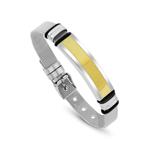 [BRC0900002000A215] Stainless Steel 304L Bracelet, Silver And Gold And Black Plated For Men