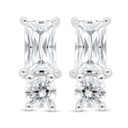 Sterling Silver 925 Earring Rhodium Plated Embedded With White Zircon