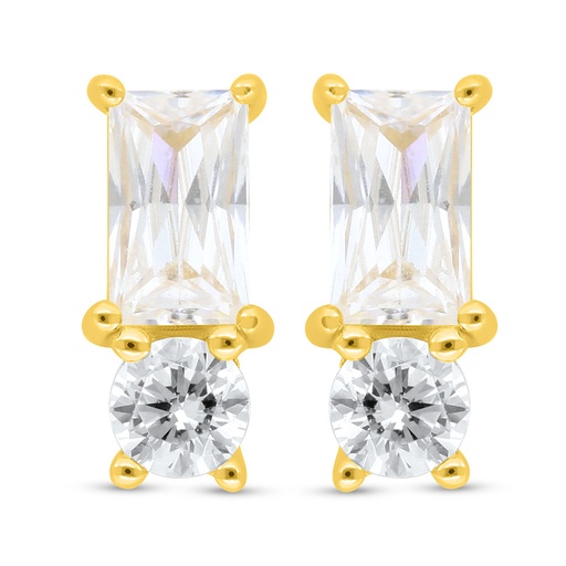 [EAR02WCZ00000C400] Sterling Silver 925 Earring Gold Plated Embedded With White Zircon