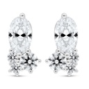 Sterling Silver 925 Earring Rhodium Plated Embedded With White Zircon