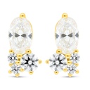 Sterling Silver 925 Earring Gold Plated Embedded With White Zircon