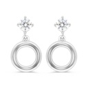 Sterling Silver 925 Earring Rhodium Plated Embedded With White Zircon