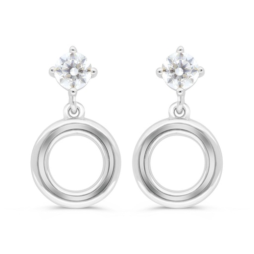 [EAR01WCZ00000C402] Sterling Silver 925 Earring Rhodium Plated Embedded With White Zircon