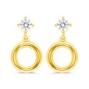 Sterling Silver 925 Earring Gold Plated Embedded With White Zircon