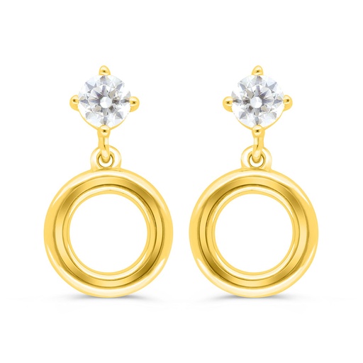 [EAR02WCZ00000C402] Sterling Silver 925 Earring Gold Plated Embedded With White Zircon