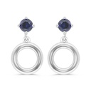 Sterling Silver 925 Earring Rhodium Plated Embedded With Sapphire Corundum 