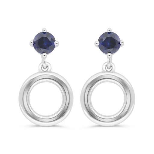 [EAR01SAP00000C402] Sterling Silver 925 Earring Rhodium Plated Embedded With Sapphire Corundum 