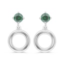 Sterling Silver 925 Earring Rhodium Plated Embedded With Emerald Zircon