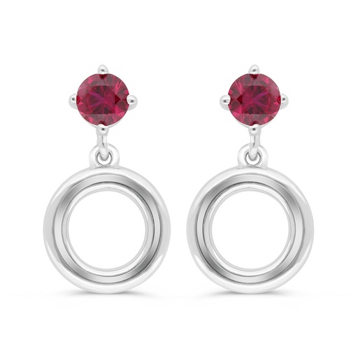 [EAR01RUB00000C402] Sterling Silver 925 Earring Rhodium Plated Embedded With Ruby Corundum