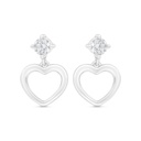 Sterling Silver 925 Earring Rhodium Plated Embedded With White Zircon