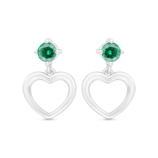 [EAR01EMR00000C403] Sterling Silver 925 Earring Rhodium Plated Embedded With Emerald Zircon