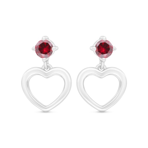 [EAR01RUB00000C403] Sterling Silver 925 Earring Rhodium Plated Embedded With Ruby Corundum