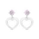 Sterling Silver 925 Earring Rhodium Plated Embedded With Pink Zircon