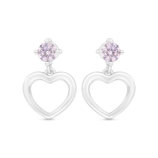 [EAR01PIK00000C403] Sterling Silver 925 Earring Rhodium Plated Embedded With Pink Zircon