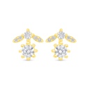 Sterling Silver 925 Earring Gold Plated Embedded With White Zircon