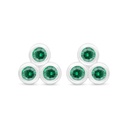 Sterling Silver 925 Earring Rhodium Plated Embedded With Emerald Zircon