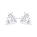 Sterling Silver 925 Earring Rhodium Plated Embedded With White Zircon