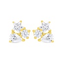 Sterling Silver 925 Earring Gold Plated Embedded With White Zircon