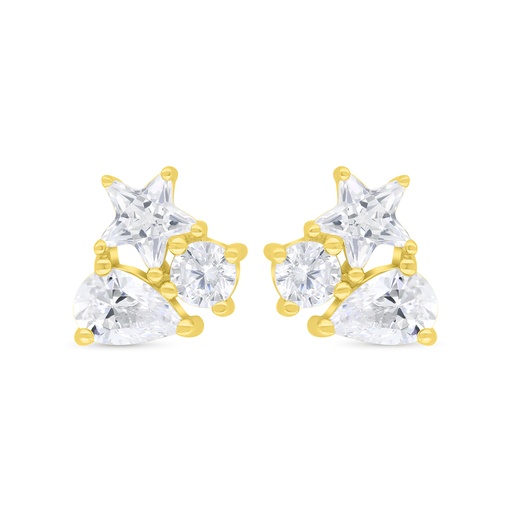 [EAR02WCZ00000C406] Sterling Silver 925 Earring Gold Plated Embedded With White Zircon