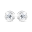 Sterling Silver 925 Earring Rhodium Plated Embedded With White Zircon